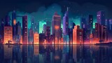 Abstract background illuminated city. A visually stunning banner design showcasing an illuminated city in illustration with an abstract background. Generative AI.