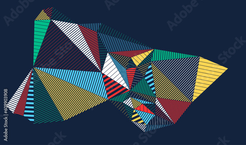 Abstract vector background low poly triangles style, polygonal geometric wallpaper dynamic art, artistic pattern composition.