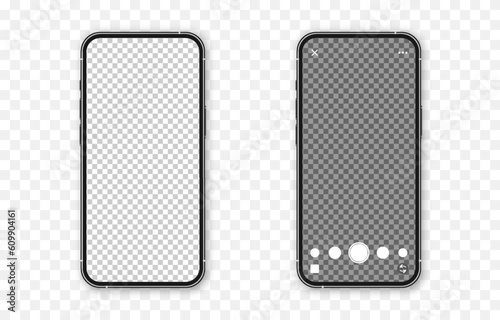 Phone vector mockup. Phone mockup png. Camera template, story png. Application interface.