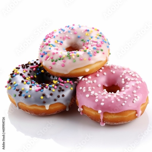 Delectable and Irresistible Donuts Isolated on White. Generative AI