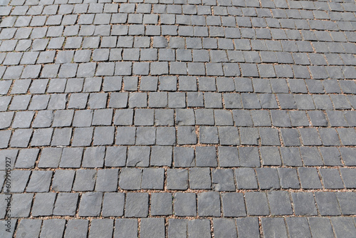 harmonic pattern of grey cobble stones photo