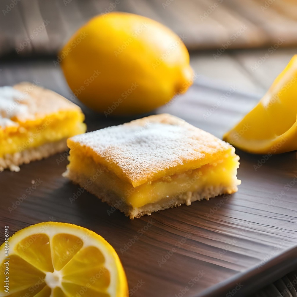 lemon cake on a wooden table