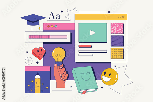 Webinar,Online Education Social Media Design for Business, Education purpose- modern simple colorful vector design template. Vector Illustration