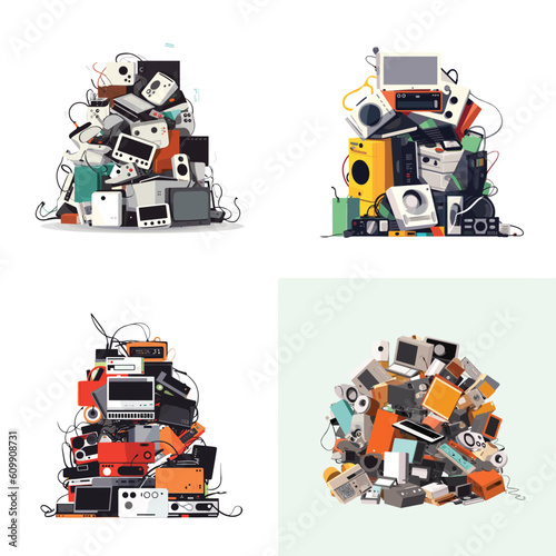 Pile of e-waste vector illustration isolated photo