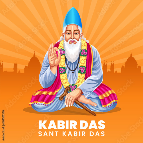 Sant Kabir Das Jayanti, Sant Kabir Das a famous poet and mystic saint in India (1398-1518). Jayanti celebration on 4 June the religious holiday in India. EPS 10 editable vector.