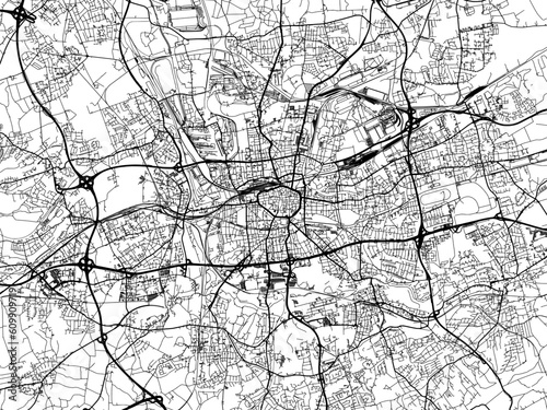 Vector road map of the city of  Dortmund in Germany on a white background.