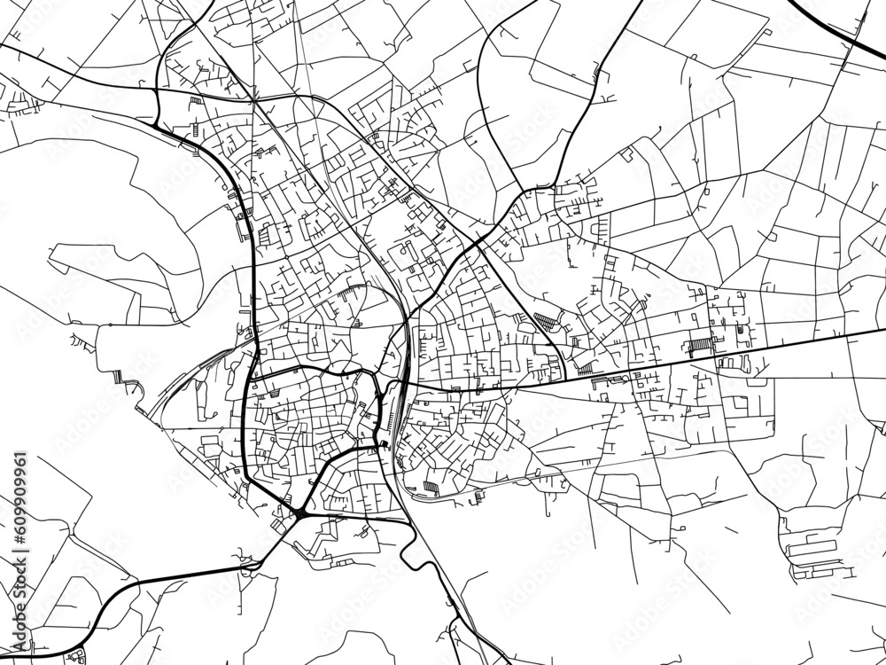 Vector road map of the city of  Wesel in Germany on a white background.