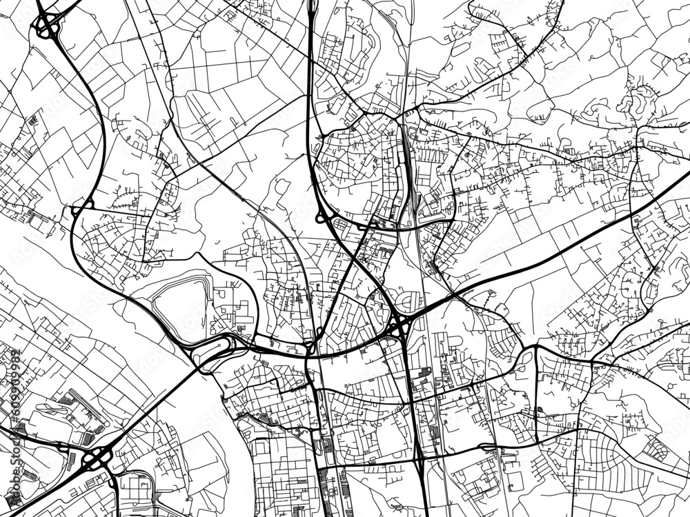 Vector road map of the city of  Leverkusen in Germany on a white background.
