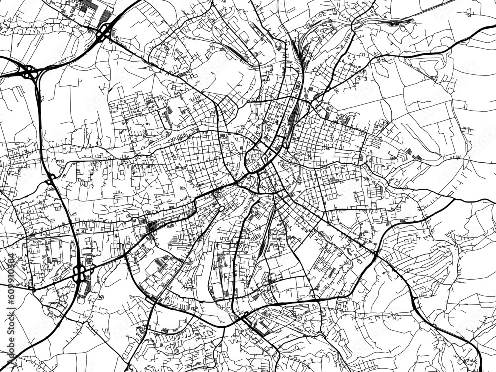 Vector road map of the city of  Chemnitz in Germany on a white background.