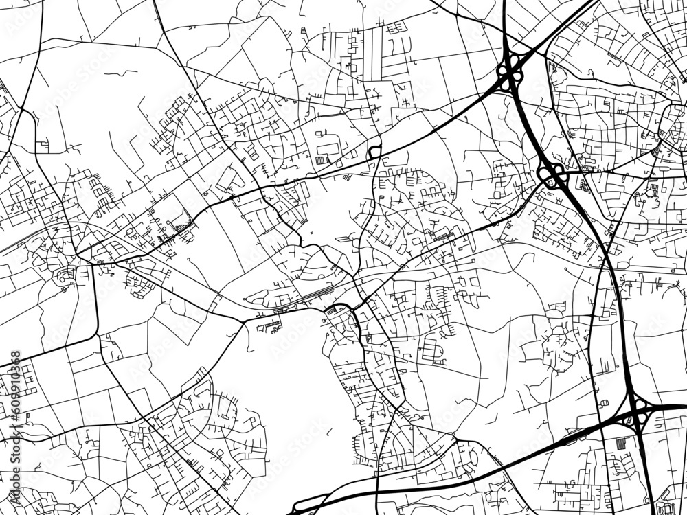 Vector road map of the city of  Herten in Germany on a white background.