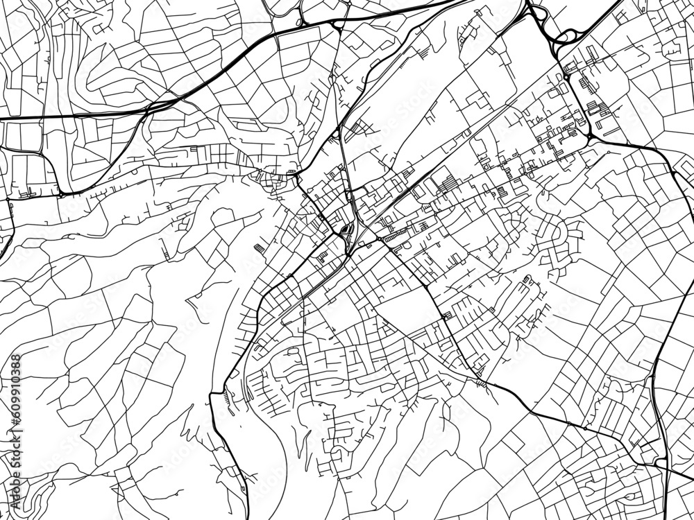 Vector road map of the city of Bad Kreuznach in Germany on a white background. Vector road map of the city of Bad Kreuznach in Germany on a white background.