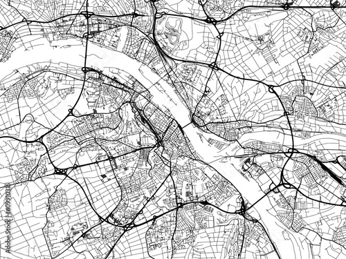 Vector road map of the city of  Mainz in Germany on a white background.