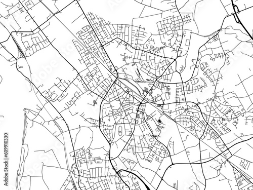 Vector road map of the city of  Dinslaken in Germany on a white background.