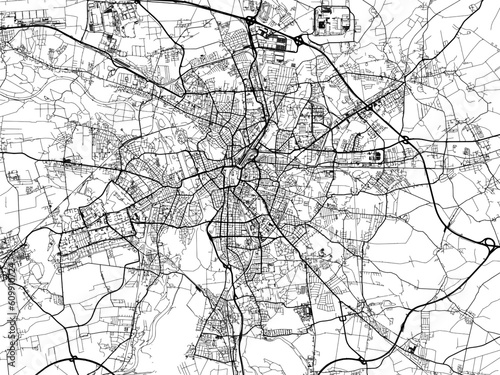 Vector road map of the city of  Leipzig in Germany on a white background.