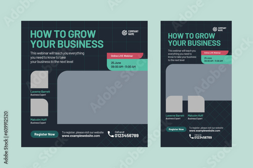 Business growth webinar or online live course or conference social media vector design