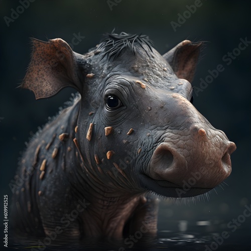 baby hippopotamus portrait