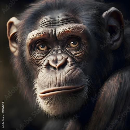 A portrait of a Chimpanzee © Laouli