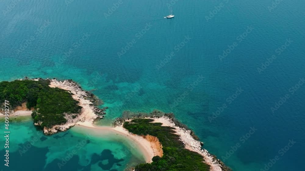 Aerial view of picturesque Ksamil islands in Southern Albania. Aerial view of picturesque Ksamil islands in Southern Albania.