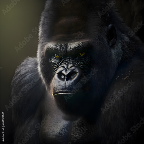 A portrait of a gorilla