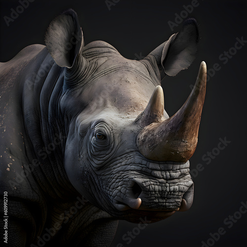 A rhino close up