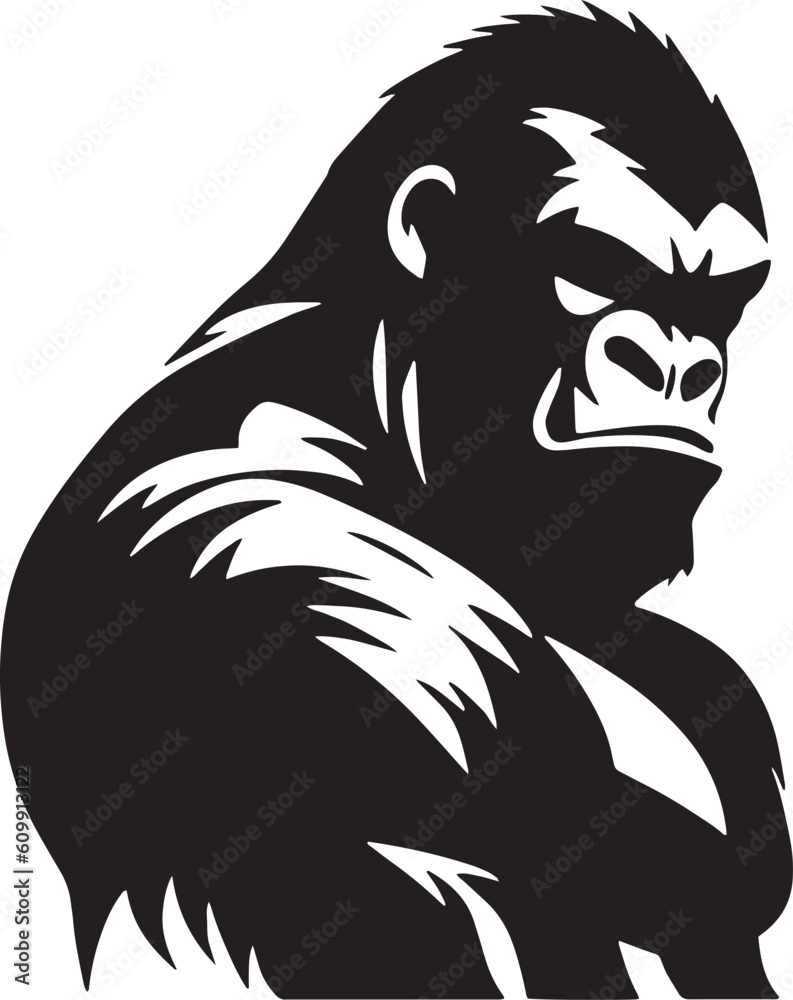black and white illustration of a gorilla black and white illustration of a gorilla