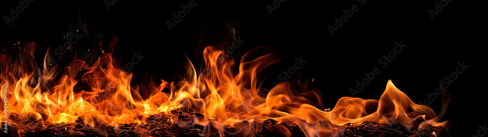 Burning fire background banner