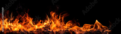 Burning fire background banner