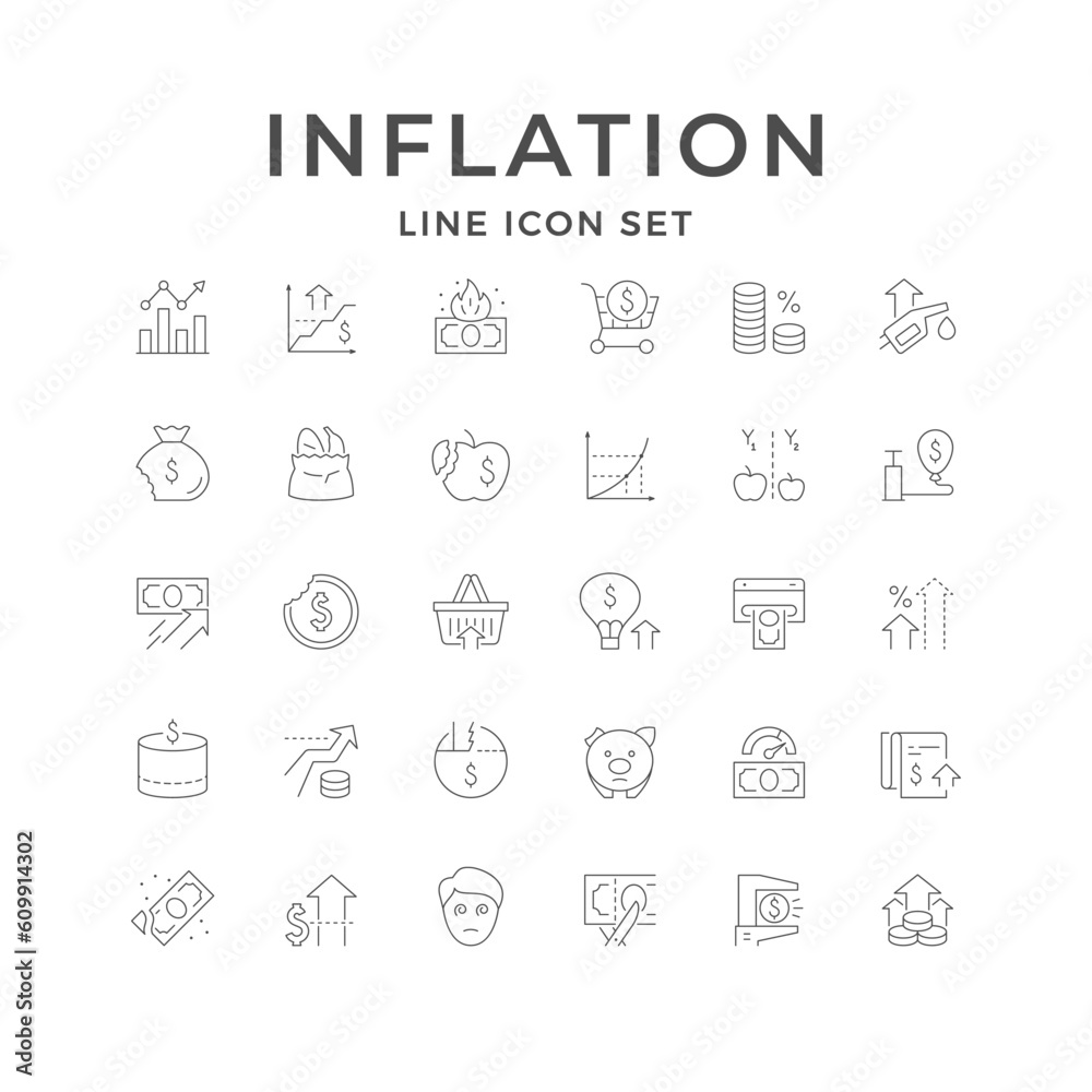 Set line icons of inflation Set line icons of inflation