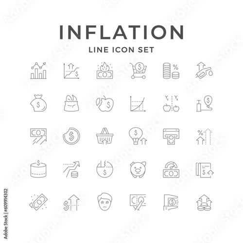 Set line icons of inflation