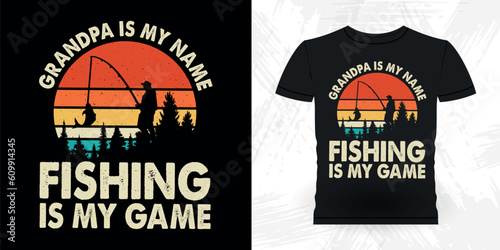 Dad Lover Father's Day Funny Fishing Fisherman Retro Vintage Fish T-shirt Design 