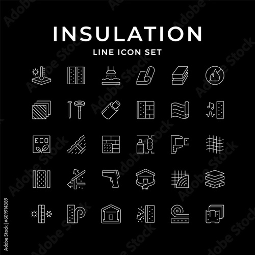 Set line icons of insulation