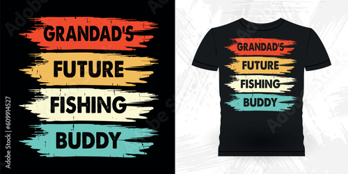 Grandad's Future Fishing Buddy Funny Fishing Fisherman Retro Vintage Fish T-shirt Design 