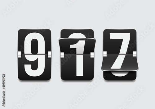 Mechanical scoreboard with flip symbols. Vector template for your design.