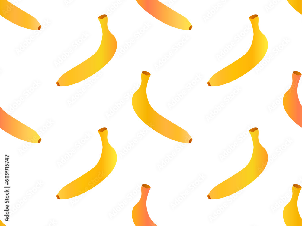 Seamless pattern with bananas on a white background. Summer fruit pattern with gradient bananas. Design for posters, wrapping paper and wallpapers. Vector illustration