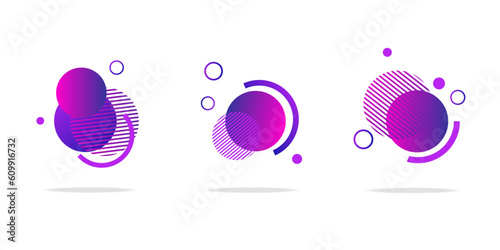 Set of round abstract badges, icons or shapes in trendy colors.