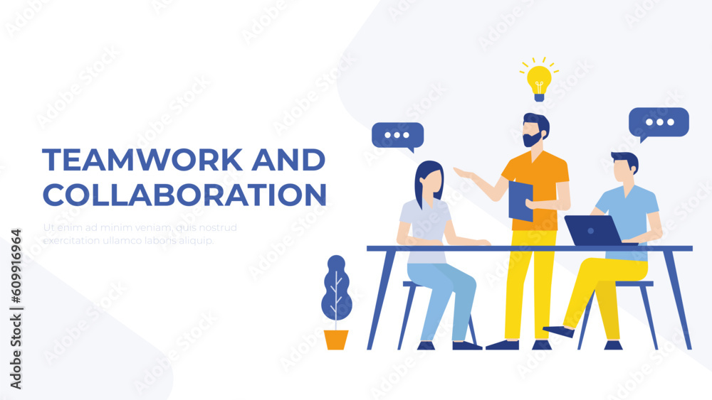 Teamwork, brainstorming, project discussion. Business concept vector. A group of people working together. Teamwork, brainstorming, project discussion. Business concept vector. A group of people working together.