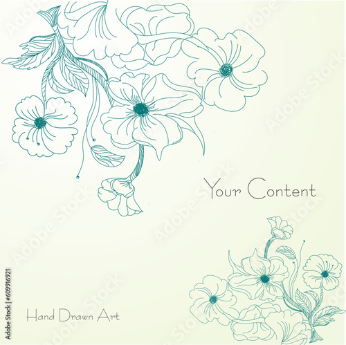 Hand drawn Abstract Flower Drawing 