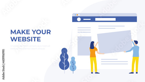 Creating a website vector. Internet page for the business. Flat illustration.  