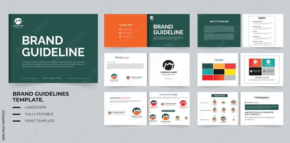 Brand guideline or brand identity guidelines layout