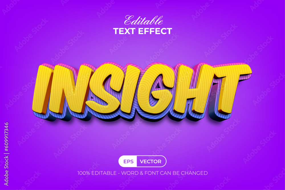 Insight colorful text effect style. Editable text effect.