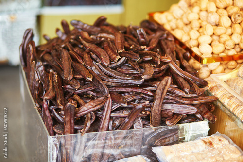 Vanilla spice pods on street market in Uskudar district, Istanbul, Turkey