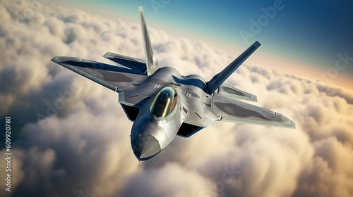F22 airplane in the sky, Generative AI photo