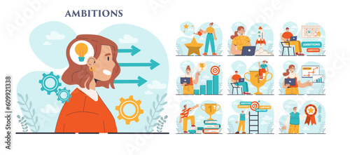 Ambitions set. Motivation to success, aspiration and effort for improvement