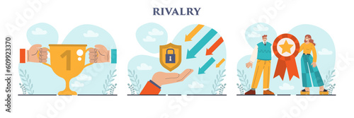 Rivalry concept set. Characters competing with each other. Business