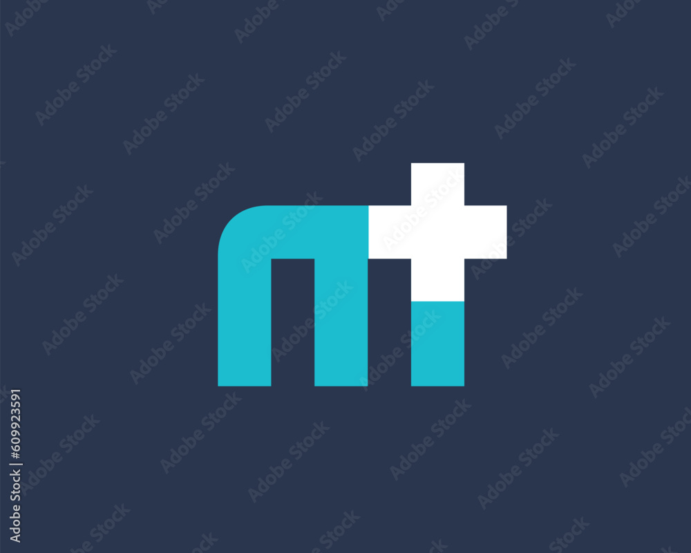 Letter M cross plus medical logo icon design template elements Letter M cross plus medical logo icon design template elements