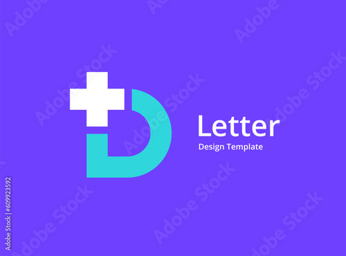 Letter D cross plus medical logo icon design template elements