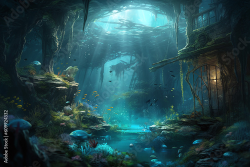 fantasy under water landscape ai generative