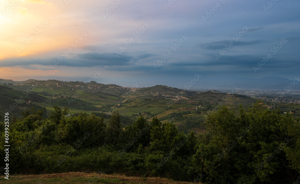 sunset on the tuscan hills in Artimino