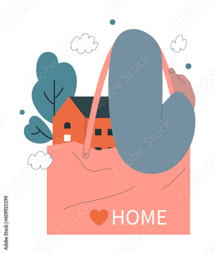 20 June, world refugee day. Refugee take their home in a bag and look