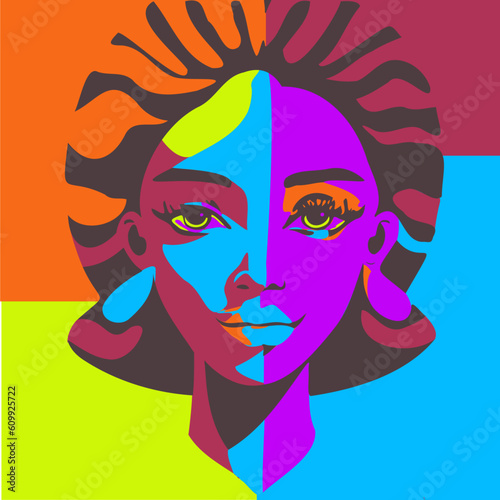 Woman face. Black Lives Matter. Banner. Male and Female face close up. background with copy space  Design for posters  party invitations  t-shirt prints  media events.